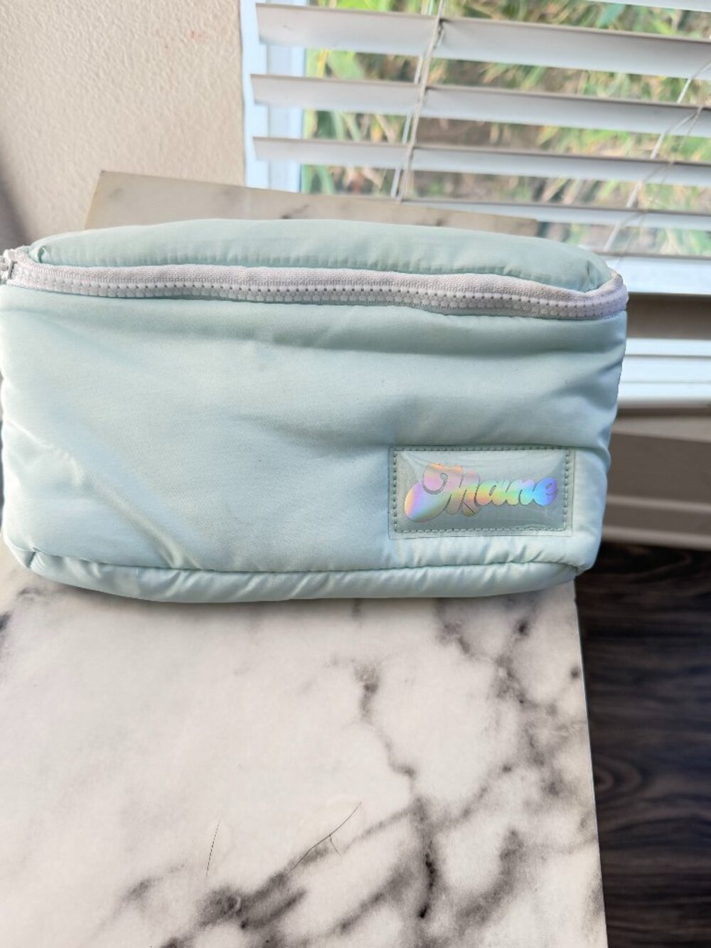 Mane by Jen Atkin Puffy Belt Bag | Blue Green Nylon Fanny Pack | Brand New
